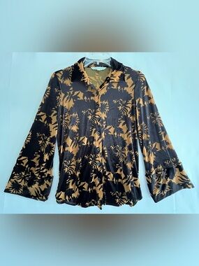 Cleo Whimsigoth Devore Burnout Velvet Floral Bell Sleeve Blouse XS